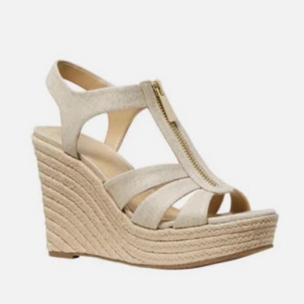Michael kors metallic gold Wedge Sandals - 6.5
